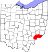 Mapa de Ohio con la ubicación del condado de Washington