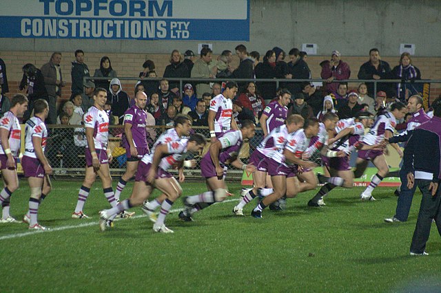 Melbourne Storm warming up before a match in 2008