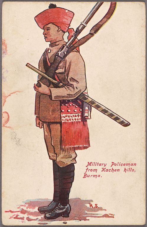 https://upload.wikimedia.org/wikipedia/commons/thumb/8/8d/Military_policeman_from_Kachen_Hills%2C_Burma_%28NYPL_Hades-2359610-4044374%29.jpg/498px-Military_policeman_from_Kachen_Hills%2C_Burma_%28NYPL_Hades-2359610-4044374%29.jpg