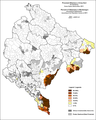Проценат Албанског језика по насељима