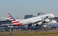 An American Airlines Boeing 787 taking off