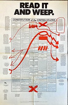 1976 NCARL poster objecting to unconstitutional provisions of SB1, a proposed bill rewriting sections of the federal criminal code NCARL Poster.jpg