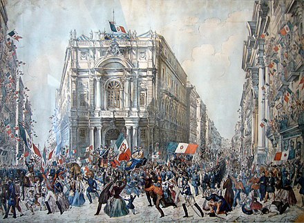 People cheering as Garibaldi enters Naples