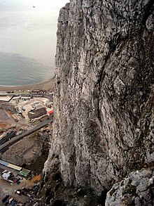 Gibraltar limestone: North face of Rock of Gibraltar. North face of Rock of Gibraltar.jpg