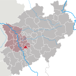 Läget för Solingen i Regierungsbezirk Düsseldorf, Nordrhein-Westfalen.