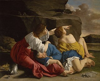 <i>Lot and His Daughters</i> (Orazio Gentileschi, Los Angeles) Painting by Orazio Gentileschi