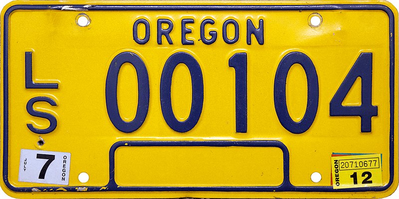 File:Oregon 2012 Low Speed Vehicle License Plate - Short Dies.jpg