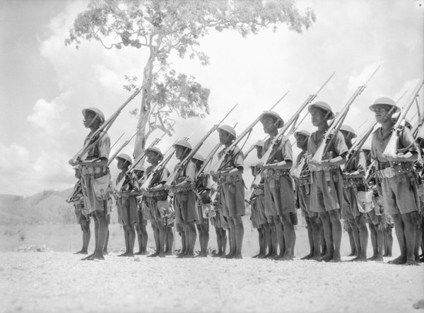 Members of the Papuan Infantry Battalion at Port Moresby, January 1941