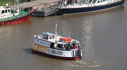 Water bus (passenger ferry) on the river