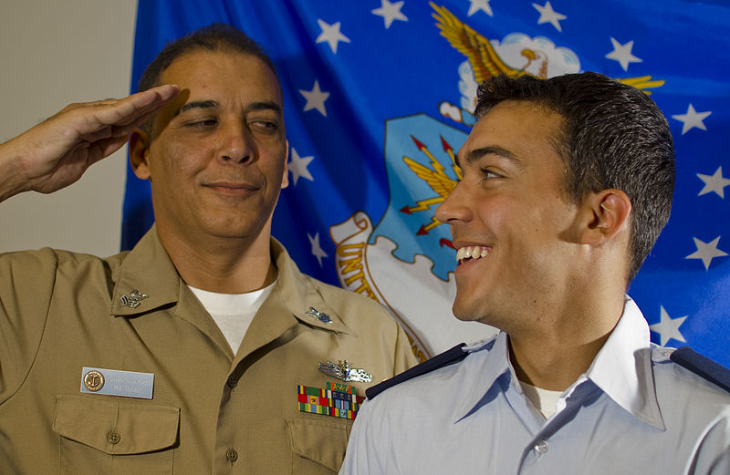 File:Petty Officer salutes newly commissioned Air Force son 110614-N-WP746-002.jpg