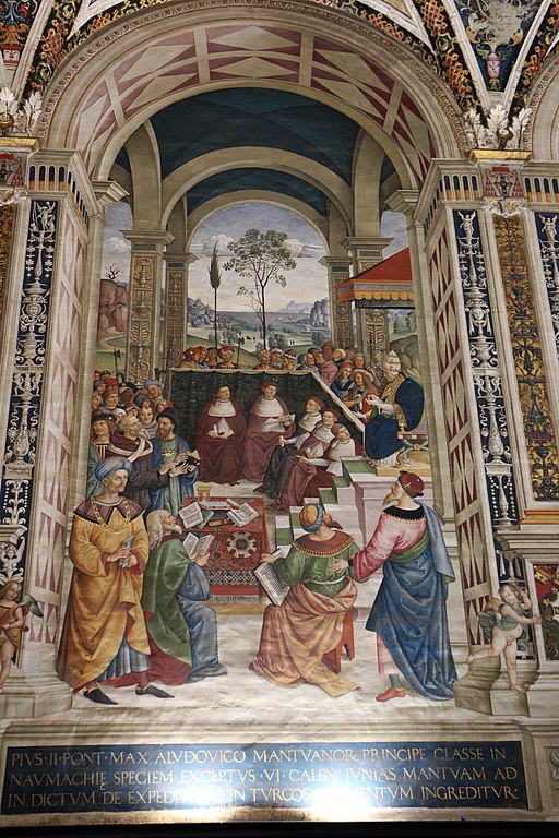 Pinturicchio, Libreria Piccolomini, Pio II convoca il concilio di Mantova, Siena, Duomo