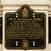 Vœu du pape Pie Ⅸ aux pèlerins de Rennes en 1875.