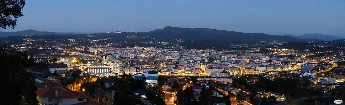 The city of Pontevedra capital, night view.