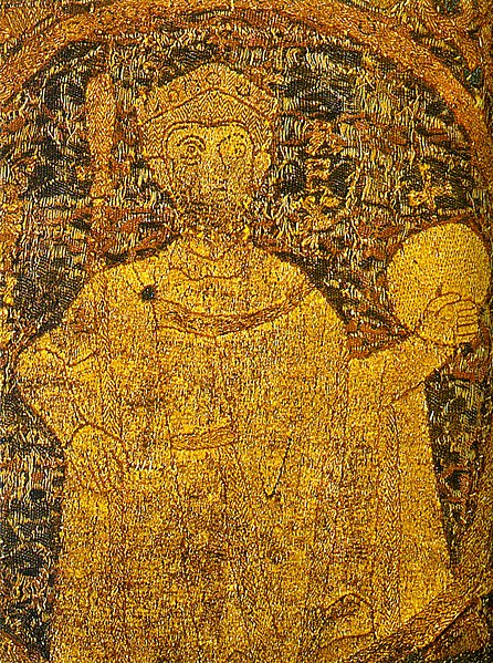 File:Portrayal of Stephen I, King of Hungary on the coronation pall.jpg
