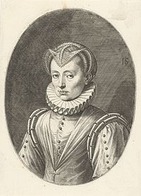 Portret van Renata van Lotharingen, hertogin van Beieren, Johann Sadeler (I), 1588 - 1595.jpg