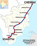 Pothigai Express (MS - SCT) Mapa trasy.jpg