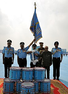 The President Pranab Mukherjee presenting the prestigious President's Standard to the No. 125 Helicopter Squadron, at Air Force Station Tambaram, Tamil Nadu Pranab Mukherjee presenting the prestigious President's Standard to the 125 Helicopter Squadron, during the presentation of the prestigious President's Standard and Colours, at Air Force Station Tambaram, Tamil Nadu.jpg