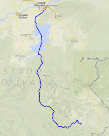 Map showing the 952 kilometres (592 mi) long Caroni river Rio Caroni.png