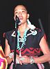 Radmilla Cody sings The Star-Spangled Banner in Navajo at the Kennedy Space Center, 2002