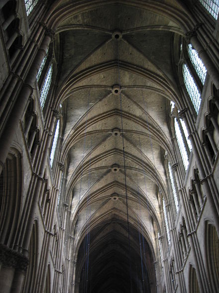 Interior of the Reims Cathedral, showing the vaulted ceilings