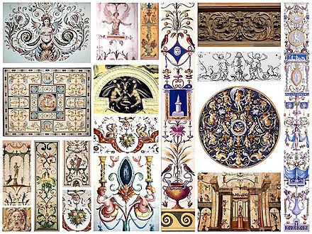 Renaissance grotesque motifs in assorted formats.