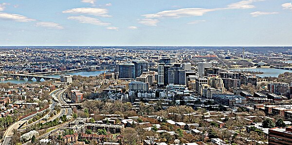 Rosslyn from the west looking east into Washington, D.C.