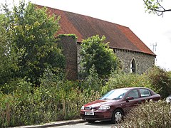 Church and oast house, August 2001