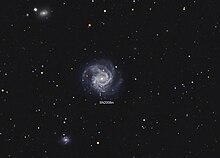 Amateur Image of Messier 61 Showing Supernova 2008in on April 16, 2009