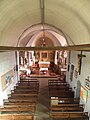 Saint-Aubin-des-Landes : église paroissiale, vue intérieure, la nef vue de la tribune