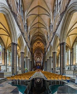 The nave of Salisbury Cathedral in Wiltshire, England, created by Diliff and nominated by MER-C