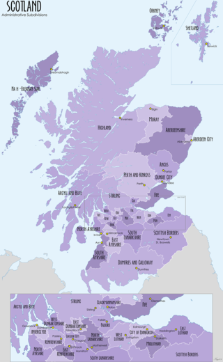 <span class="mw-page-title-main">Subdivisions of Scotland</span> Present or former administrative subdivisions of Scotland