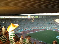 Celtic fans at the Estadio Olimpico de Sevilla. Seville celtic fans.jpg