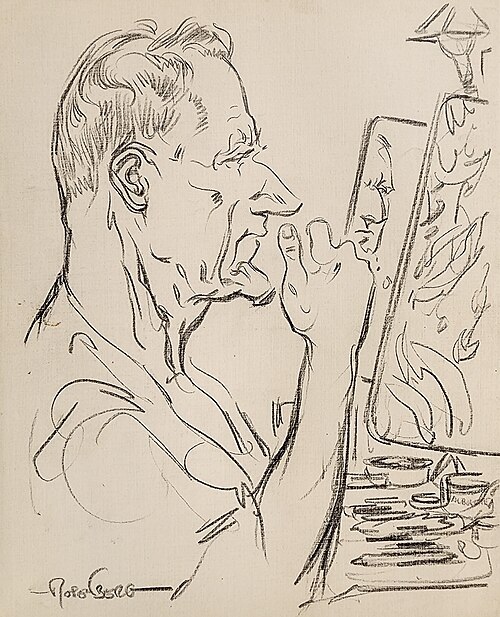 Feodor Chaliapin in his dressing room, drawing by Manuel Rosenberg 1924