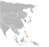 Location map for the Philippines and South Korea.