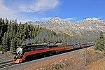 Southern Pacific 4449 leads an excursion train over Marias Pass in 2009
