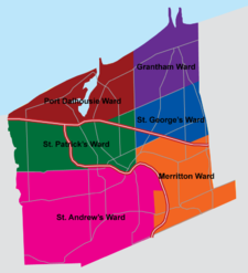 The six municipal wards of St. Catharines St.-Catharines-Wards.png