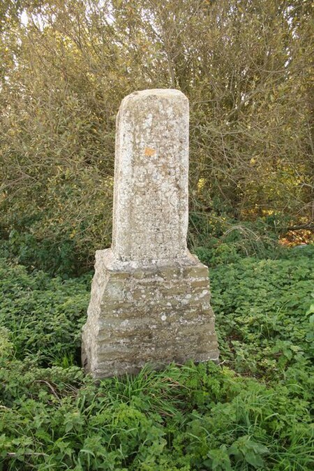 St Guthlac's cross from c. 1200, inscribed Hanc Petra Guthlac ..., marked the boundary of Crowland Abbey.