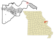 St. Charles County Missouri Incorporated and Unincorporated areas Portage Des Sioux Highlighted.svg