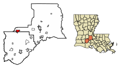 St. Landry Parish Louisiana Incorporated and Unincorporated areas Eunice Highlighted.svg