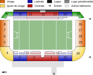План стадіону, домашнього стадіону Тулузи[5].