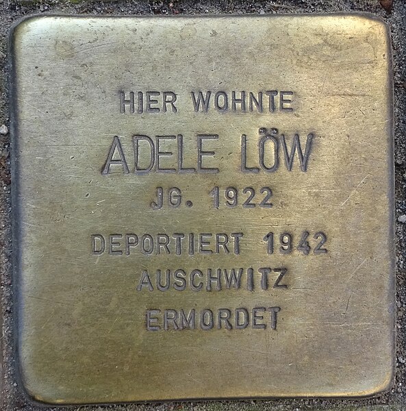 File:Stolperstein Schulterblatt 39 (Adele Löw) in Hamburg-Sternschanze.JPG