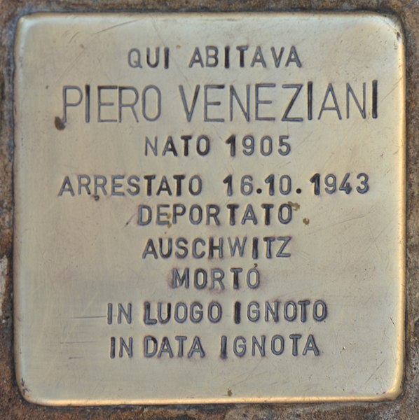 File:Stolperstein für Piero Veneziani (Rom).jpg