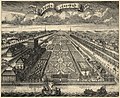 De Zomer Tuinen. in Sint Petersburg aangelegd door Tsaar Peter I van Rusland. Alexey Zubov, Russisch etser, 1716.