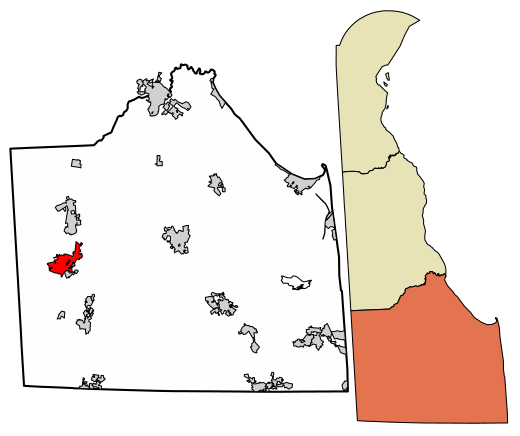 Location of Seaford in Sussex County, Delaware.
