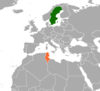 Location map for Sweden and Tunisia.