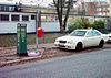 A taxi rank denoted by the green 