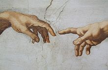 [1] Gewiss strecken sich Gottes und des Menschen Hand einander entgegen, gewiss weisen ihre Fingerspitzen aufeinander zu - doch da ist eine Lücke, ein Abstand zwischen ihnen. Er mag winzig erscheinen, und dennoch ist er da.
