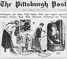The Pittsburgh Post, "Suffragists Are Busy with Spade, Rake, and Garden Trowel" April 2, 1913 The Pittsburgh Post, "Suffragists Are Busy with Spade, Rake, and Garden Trowel" April 2, 1913.jpg