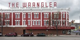 The striking Wrangler western-wear store in Wyoming's capital, Cheyenne. The store is famous for its namesake wrangler jeans, especially constructed for cowboys with no inside seam LCCN2015632898.tif