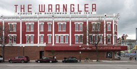 The striking Wrangler western-wear store in Wyoming's capital, Cheyenne. The store is famous for its namesake wrangler jeans, especially constructed for cowboys with no inside seam LCCN2015632898.tif